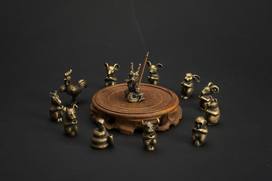Zodiac metal incense holder set