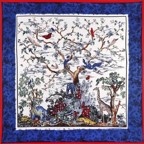 Forest blue silk scarf