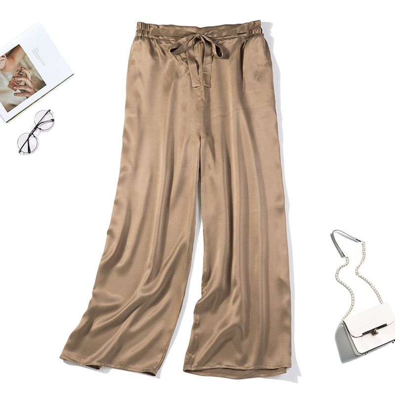 100% Silk loose long pants