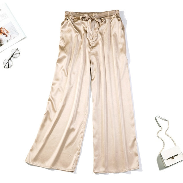 100% Silk loose long pants