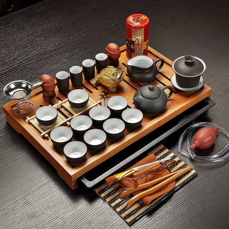 Purple clay tea set