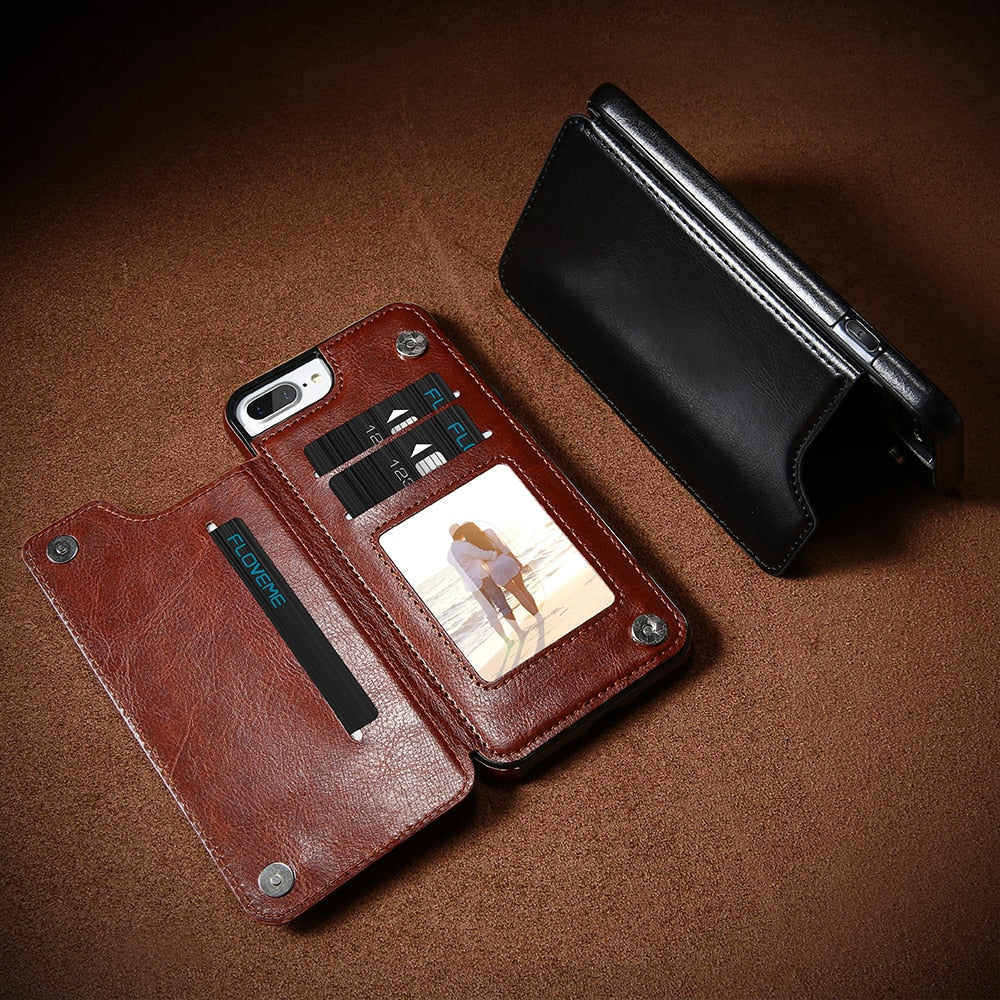 Leather Flip Wallet Case For Samsung