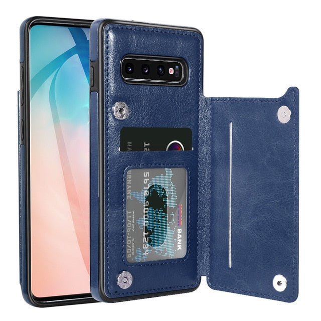 Leather Flip Wallet Case For Samsung