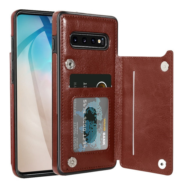 Leather Flip Wallet Case For Samsung