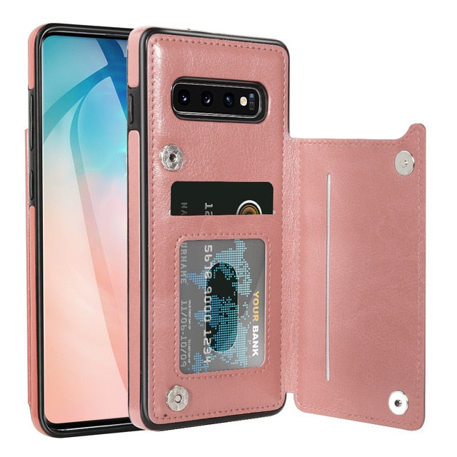Leather Flip Wallet Case For Samsung