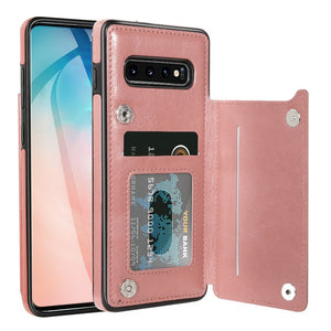 Leather Flip Wallet Case For Samsung