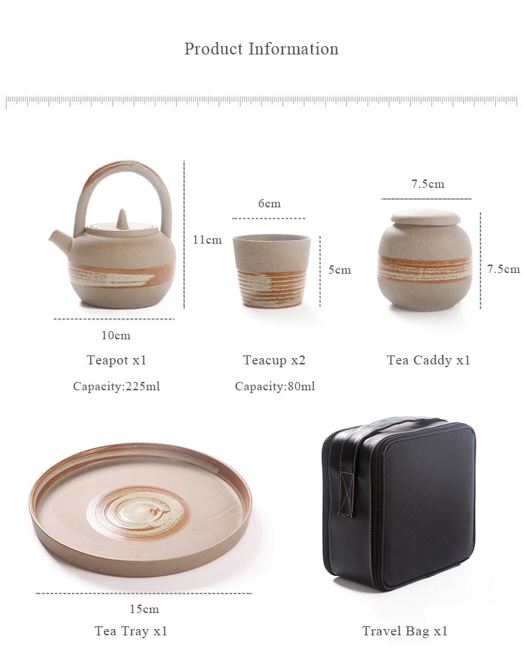Japanese style ceramic portable travel tea set