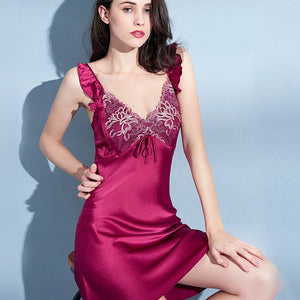 100% Silk Embroidered Nightgown