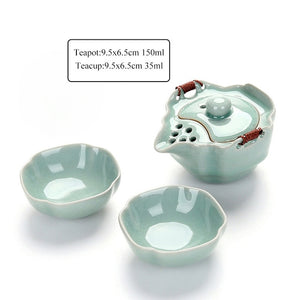 Portable ceramic travel tea set with travel bag