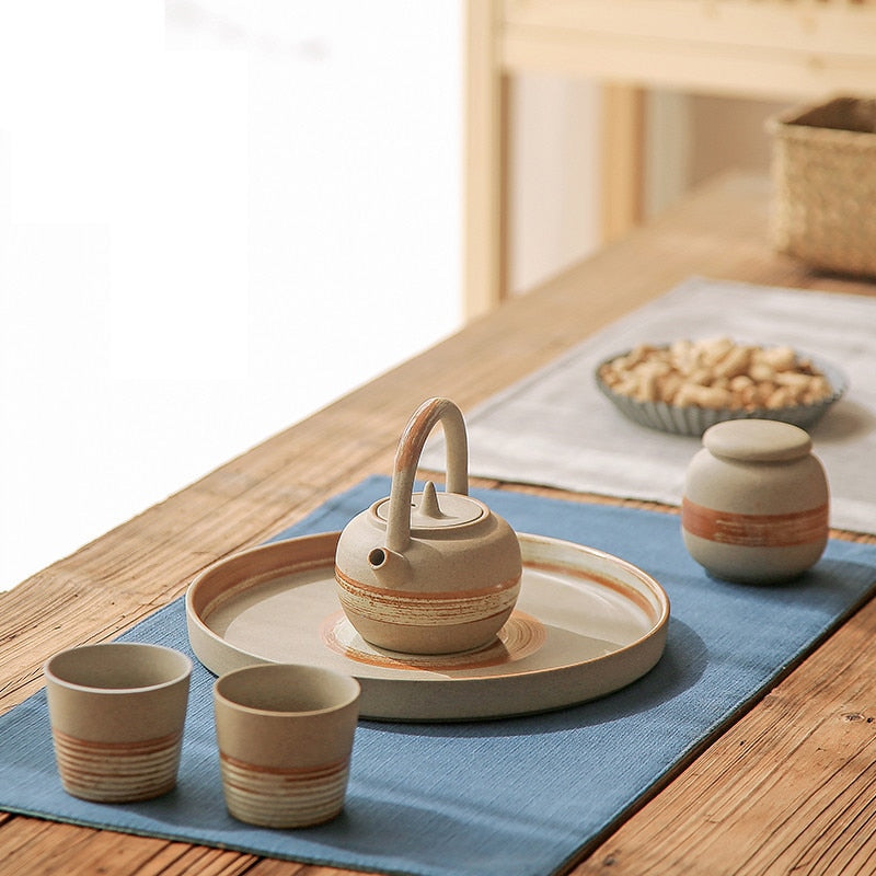 Japanese style ceramic portable travel tea set