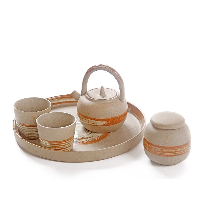 Japanese style ceramic portable travel tea set