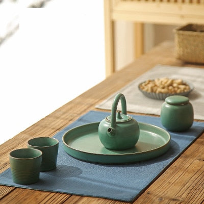 Japanese style ceramic portable travel tea set