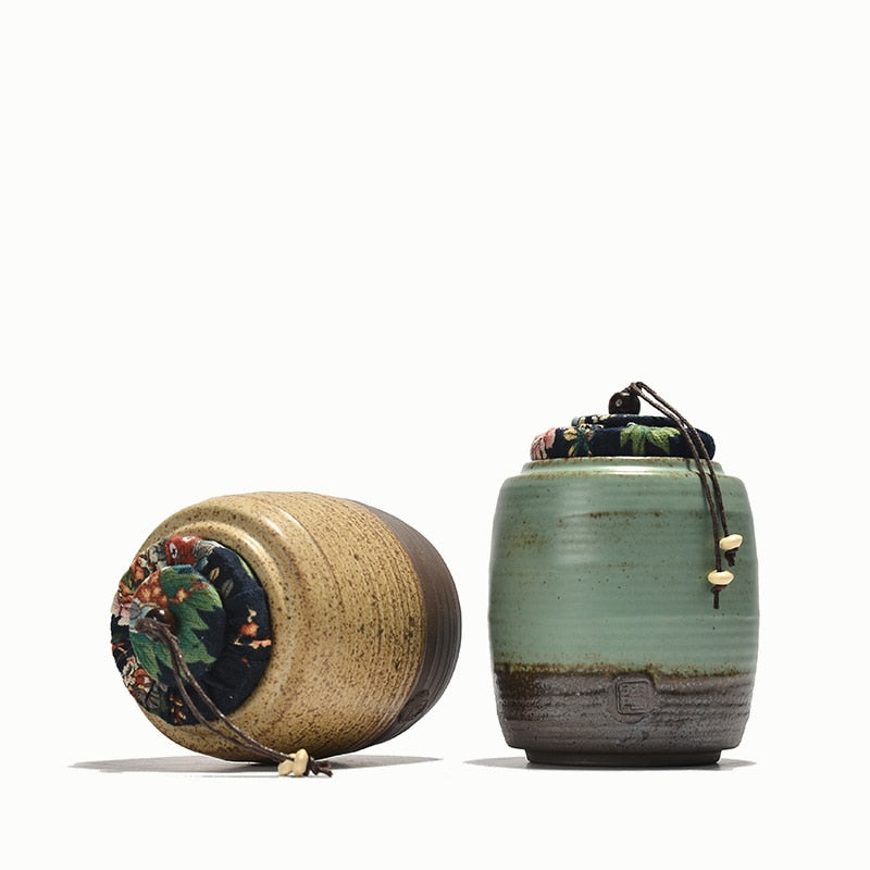 Handmade ceramic sealed tea canister
